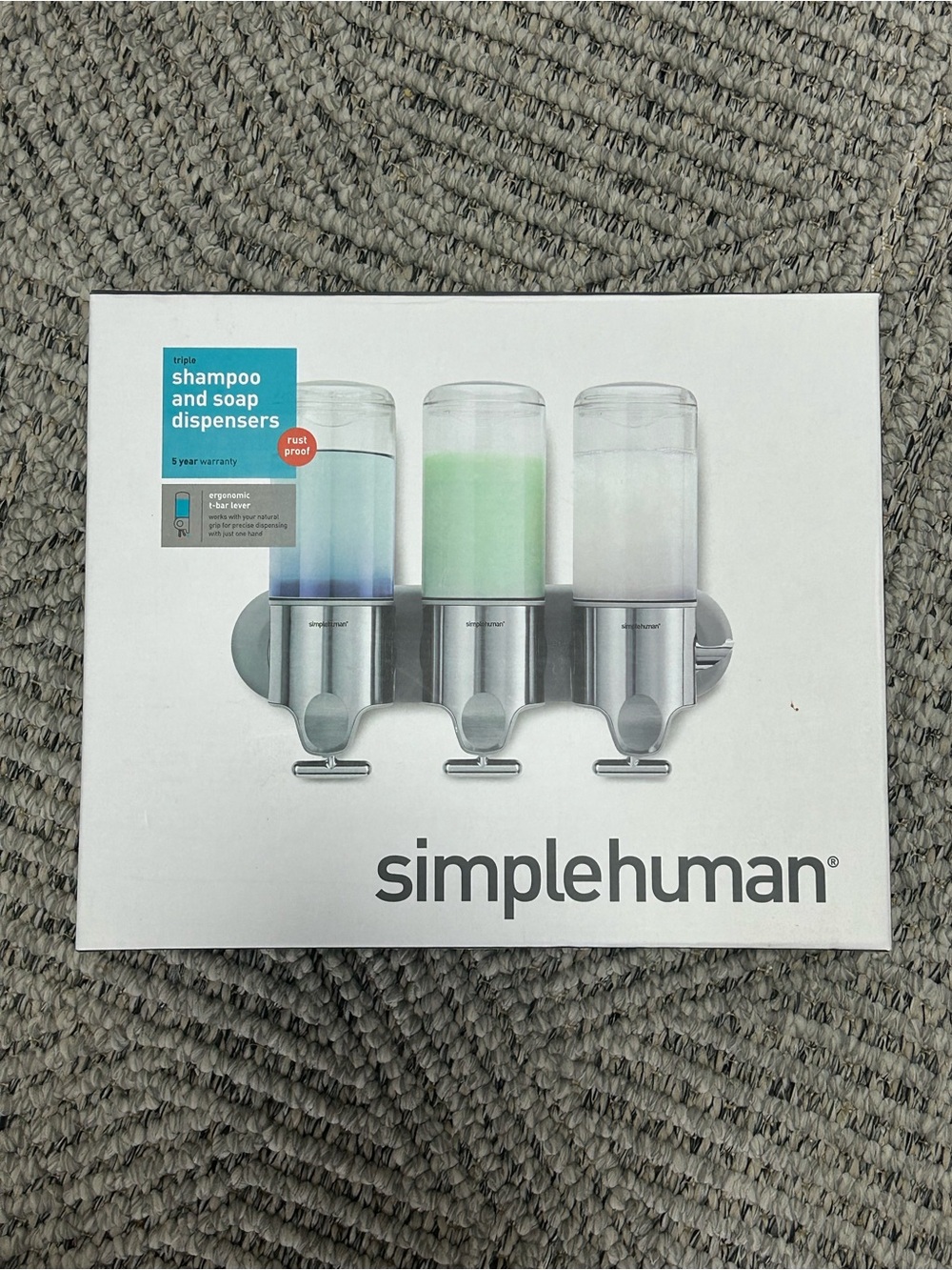 Simplehuman BT1029 Triple Wall Mounted Shampoo Conditioner Soap Pumps - NEW